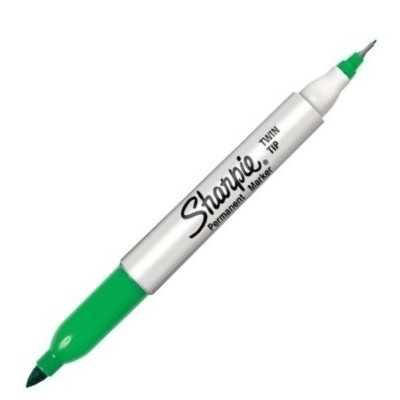 Marcador permanente Twin Tip 2 puntas fina/ultra fina VERDE Sharpie