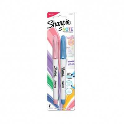 Marcador Permanente S-NOTE x2 unidades punta biselada blister Sharpie