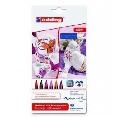Marcador Permanente Porcelana/ Cerámica/ Vidrio apto horno Set x6 colores cálidos Edding