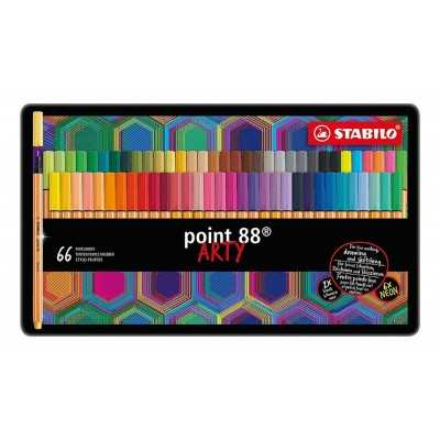Set Microfibra Point 88 ARTY x66 colores en lata Stabilo