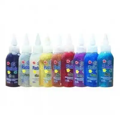Adhesivo con brillo turquesa x37 gramos Plasticola