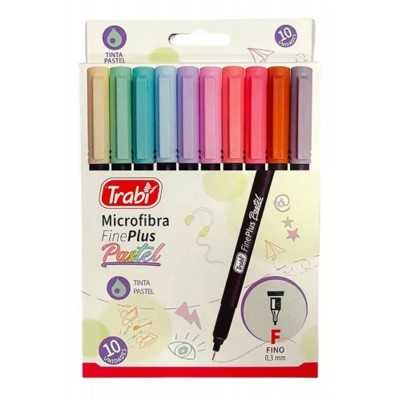 Set Microfibra Fine Liner Plus trazo 0,2 mm x10 colores pasteles Trabi