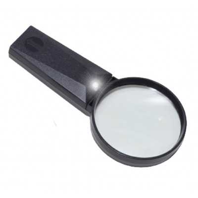 Lupa lente cristal de mano con luz led 90 mm 2x Galileo