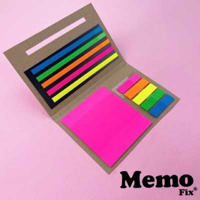 Set de lectura 2, señaladores resaltadores + notas 80x88mm + señaladores de pagina Memo Fix