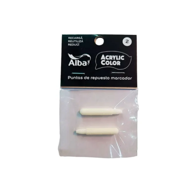 Set de 2 puntas de repuesto 6 MM redondas (bullet) para marcador Acrylic Colour Alba